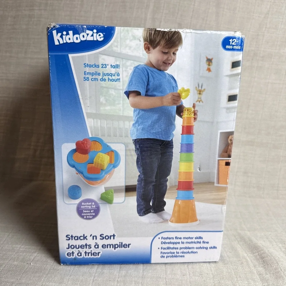 Kidoozie Stack 'n Sort 12 Stacking Pieces And 4 Shapes to Sort‎ New Damaged Box
